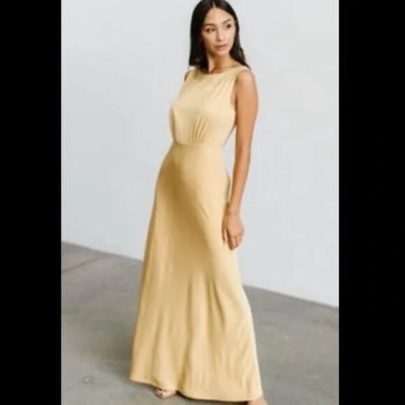 BALTIC BORN Molly Mod Maxi Dress Pale Mustard Butter Yellow Size Medium NWT New - Picture 10 of 12